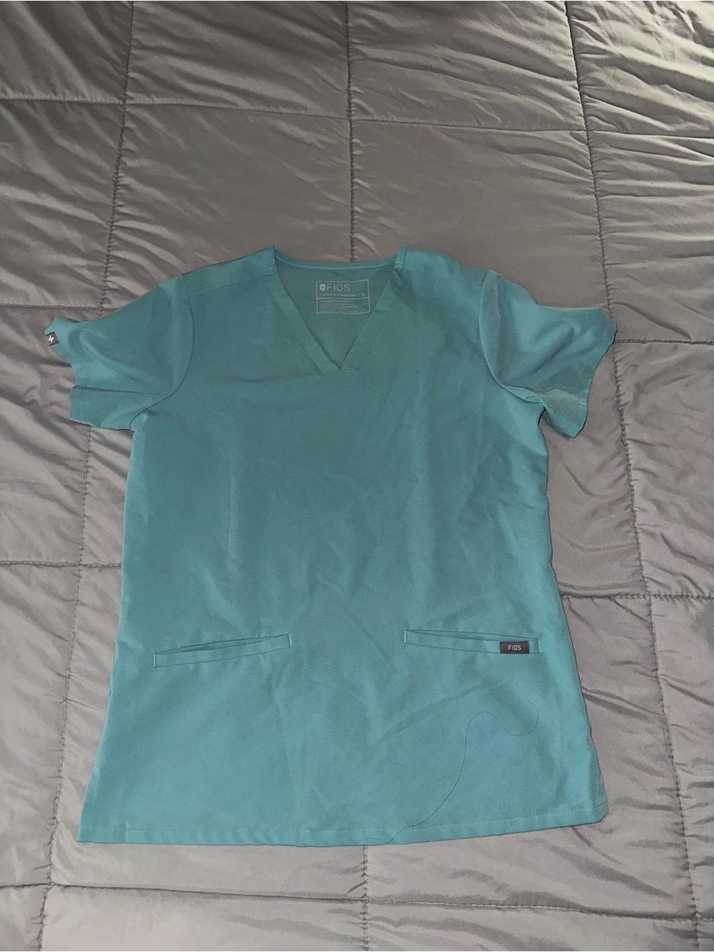 Figs Teal V-Neck Medical Scrub Top